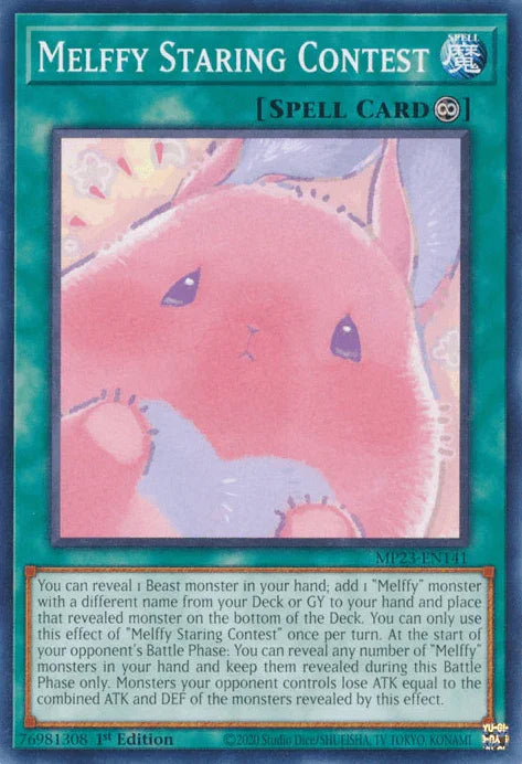 1st Edition, Common, Continuous Spell, Dueling Heroes Collectors Tin - Mega Pack (25th Anniversary Edition), Spell Melffy Staring Contest [MP23-EN141] Common - Trading Card World