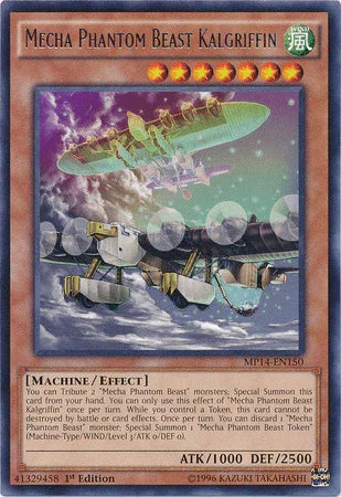 1st Edition, 2014 Mega-Tins Mega Pack, Effect Monster, Machine, Rare, Wind Mecha Phantom Beast Kalgriffin [MP14-EN150] Rare - Trading Card World