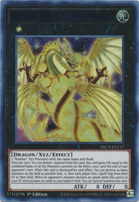 1st Edition, Dragon, Dragons of Legend: The Complete Series, Light, Ultra Rare, Xyz/Effect Monster Number 100: Numeron Dragon (Blue) [DLCS-EN117] Ultra Rare - Trading Card World