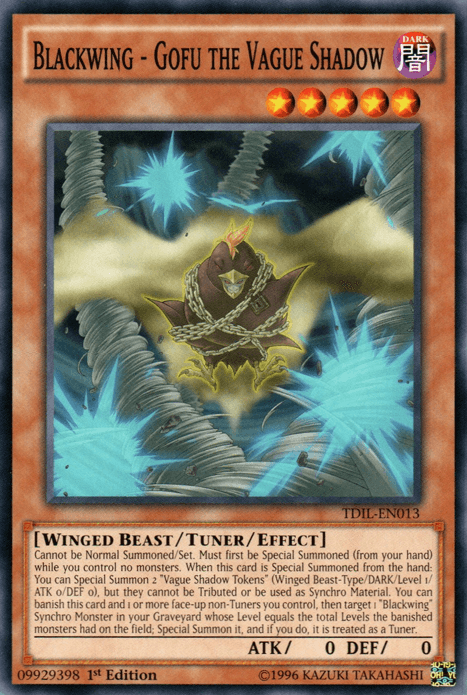 1st Edition, Common, Dark, The Dark Illusion, Tuner/Effect Monster, Unlimited, Winged Beast Blackwing - Gofu the Vague Shadow [TDIL-EN013] Common - Trading Card World