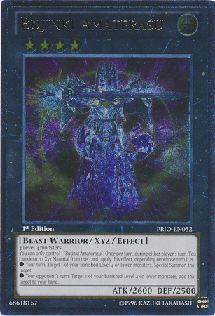 1st Edition, Beast-Warrior, Primal Origin, Ultimate Rare, Unlimited, Wind, Xyz/Effect Monster Bujinki Amaterasu [PRIO-EN052] Ultimate Rare - Trading Card World