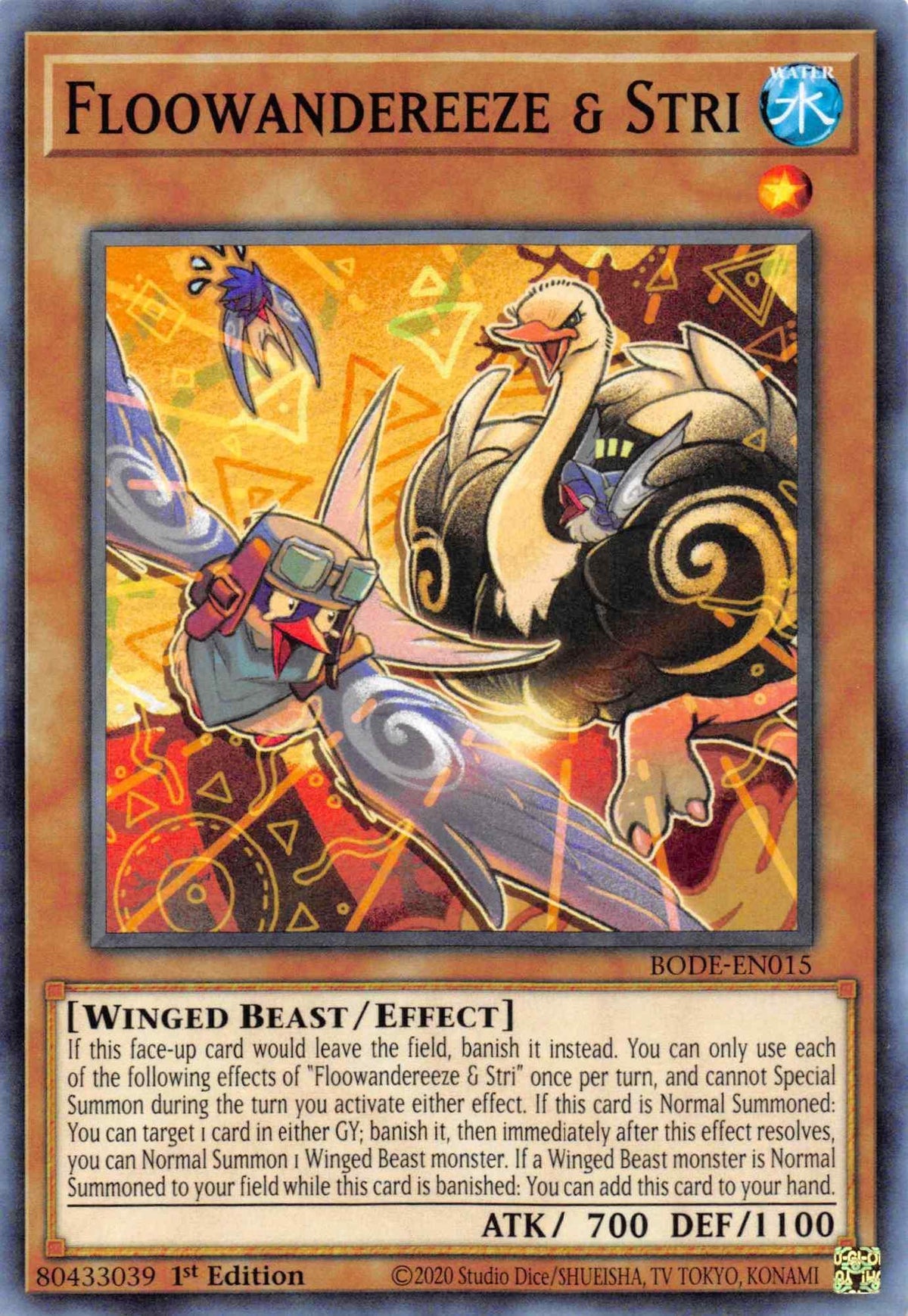 1st Edition, Burst of Destiny, Common, Effect Monster, Water, Winged Beast Floowandereeze & Stri [BODE-EN015] Common - Trading Card World