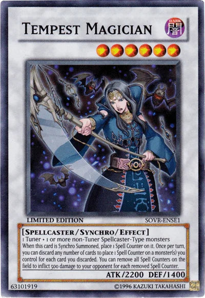 Dark, Limited, Spellcaster, Stardust Overdrive, Super Rare, Synchro/Effect Monster Tempest Magician [SOVR-ENSE1] Super Rare - Trading Card World