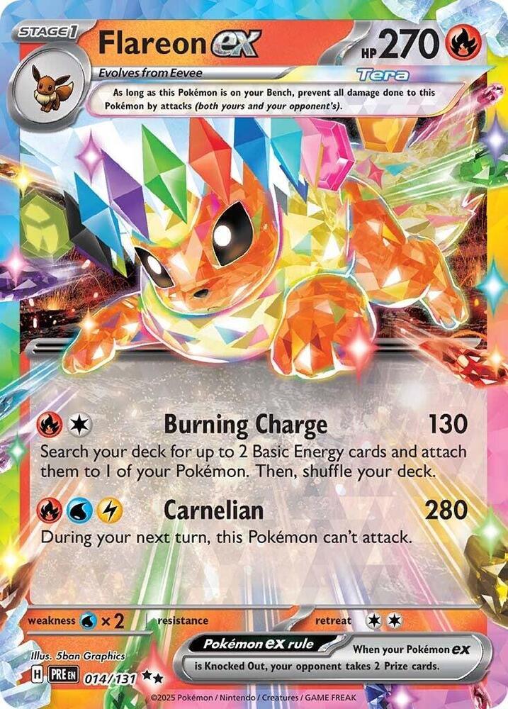 014, Double Rare, Fire, Holofoil, Scarlet & Violet: Prismatic Evolutions, Water [x2] Flareon ex (014/131) [Scarlet & Violet: Prismatic Evolutions] - Trading Card World