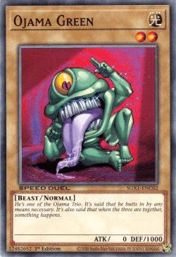 1st Edition, Beast, Common, Light, Normal Monster, Speed Duel GX: Duel Academy Box Ojama Green [SGX1-ENC02] Common - Trading Card World