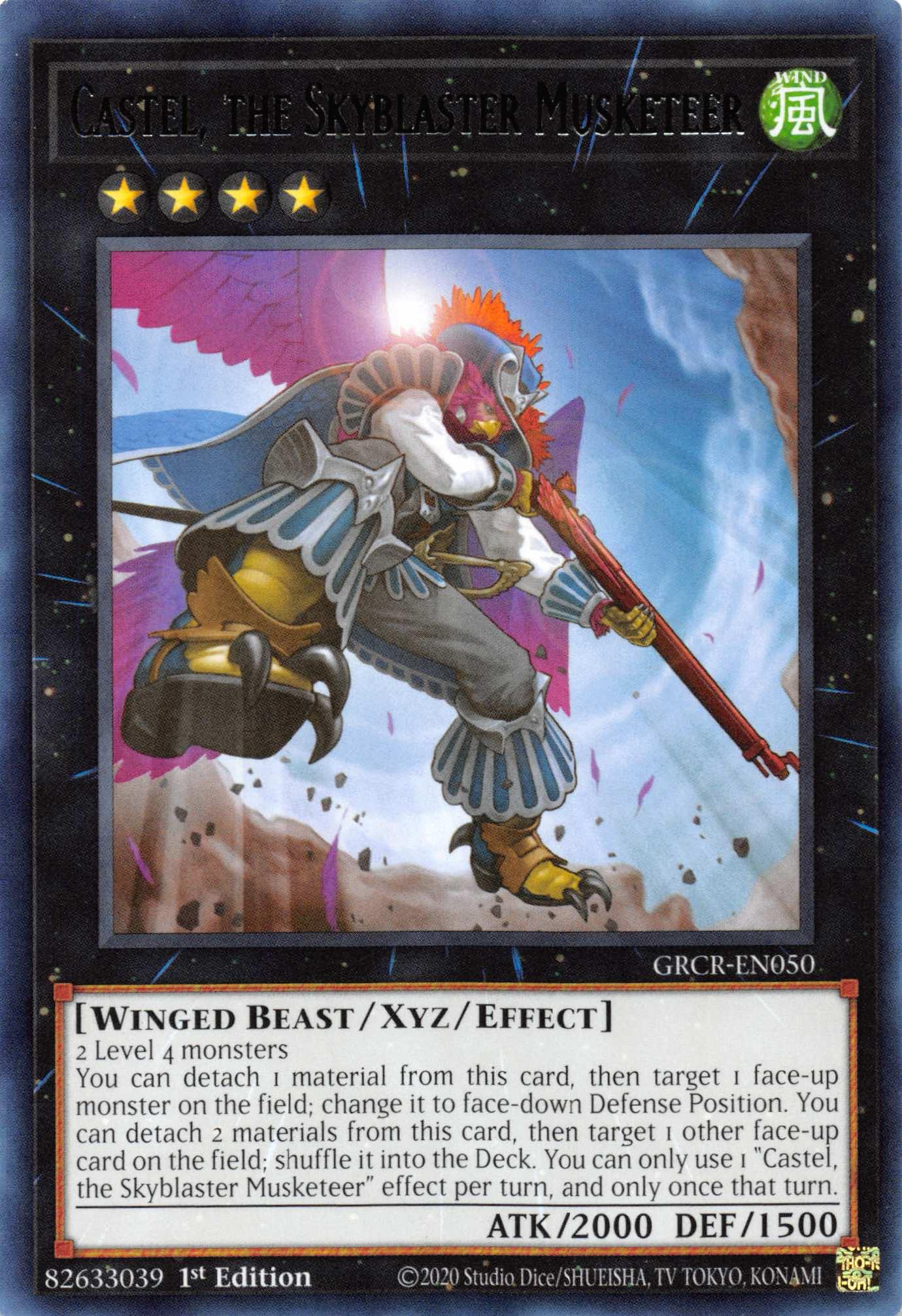 1st Edition, Rare, The Grand Creators, Wind, Winged Beast, Xyz/Effect Monster Castel, the Skyblaster Musketeer [GRCR-EN050] Rare - Trading Card World
