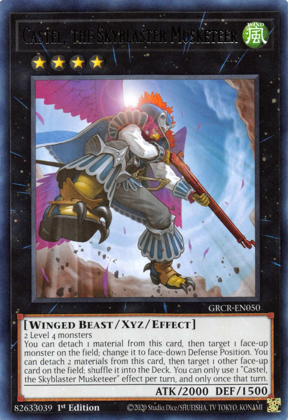 1st Edition, Rare, The Grand Creators, Wind, Winged Beast, Xyz/Effect Monster Castel, the Skyblaster Musketeer [GRCR-EN050] Rare - Trading Card World