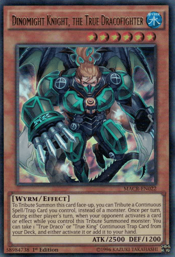 1st Edition, Effect Monster, Maximum Crisis, Ultra Rare, Unlimited, Water, Wyrm Dinomight Knight, the True Dracofighter [MACR-EN022] Ultra Rare - Trading Card World