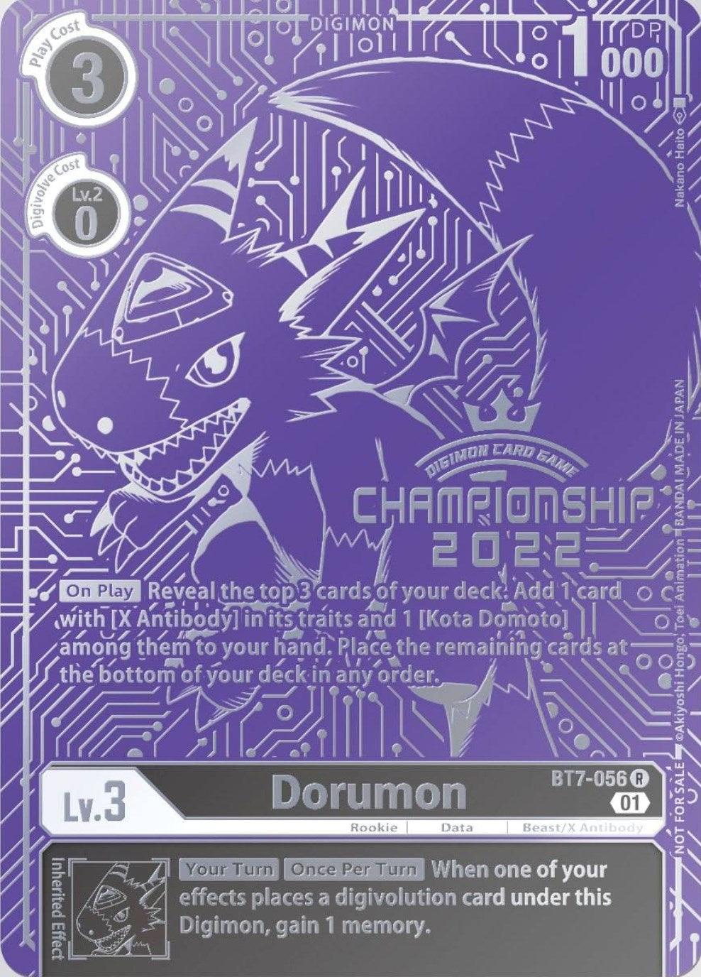 Beast/X-Antibody, Black, BT7-056, Data, Digimon, Next Adventure Promos, Promo, Rookie Dorumon [BT7-056] (2022 Championship Finals Top 16) [Next Adventure Promos] - Trading Card World