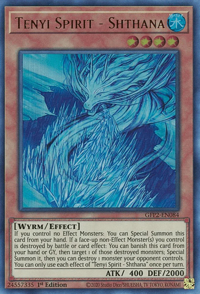 1st Edition, Effect Monster, Ghosts From the Past: The 2nd Haunting, Ultra Rare, Water, Wyrm Tenyi Spirit - Shthana [GFP2-EN084] Ultra Rare - Trading Card World