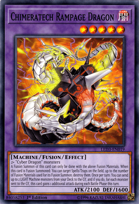 1st Edition, Common, Dark, Fusion/Effect Monster, Legendary Duelists: White Dragon Abyss, Machine Chimeratech Rampage Dragon [LED3-EN019] Common - Trading Card World