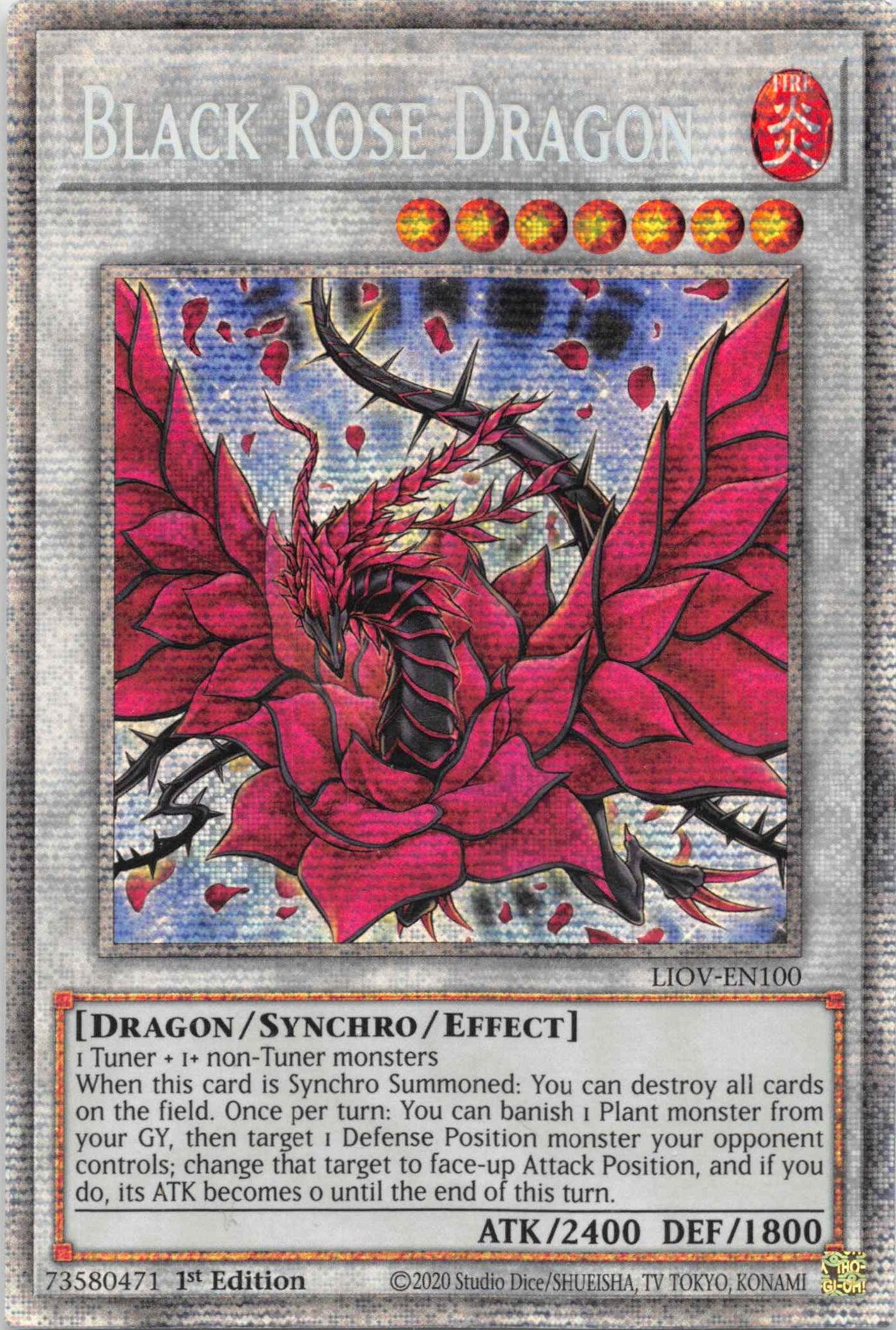 1st Edition, Dragon, Fire, Lightning Overdrive, Starlight Rare, Synchro / Effect Black Rose Dragon [LIOV-EN100] Starlight Rare - Trading Card World