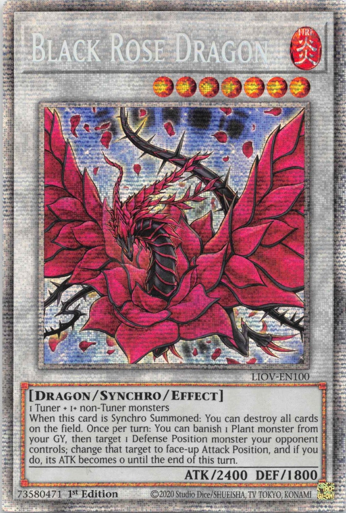 1st Edition, Dragon, Fire, Lightning Overdrive, Starlight Rare, Synchro / Effect Black Rose Dragon [LIOV-EN100] Starlight Rare - Trading Card World