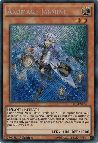 1st Edition, Clash of Rebellions, Effect Monster, Light, Plant, Secret Rare, Unlimited Aromage Jasmine [CORE-EN034] Secret Rare - Trading Card World