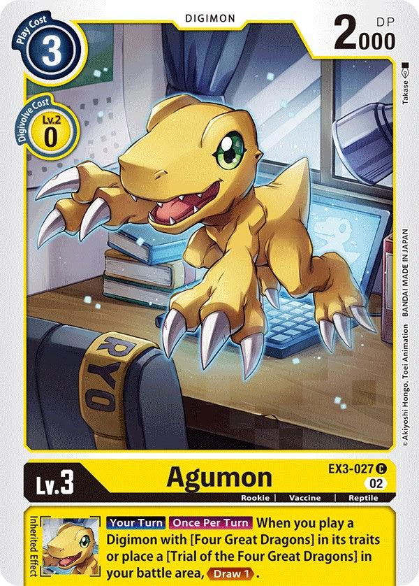 Common, Digimon, Draconic Roar, EX3-027, Reptile, Rookie, Vaccine, Yellow Agumon [EX3-027] [Draconic Roar] - Trading Card World