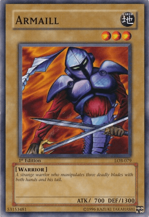 1st Edition, Common, Earth, Normal Monster, The Legend of Blue Eyes White Dragon, Unlimited, Warrior Armaill [LOB-079] Common - Trading Card World