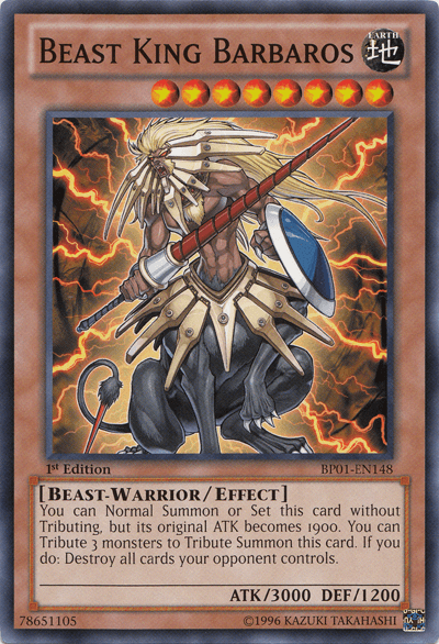 1st Edition, Battle Pack: Epic Dawn, Beast-Warrior, Common, Earth, Effect Monster, Unlimited Beast King Barbaros [BP01-EN148] Common - Trading Card World