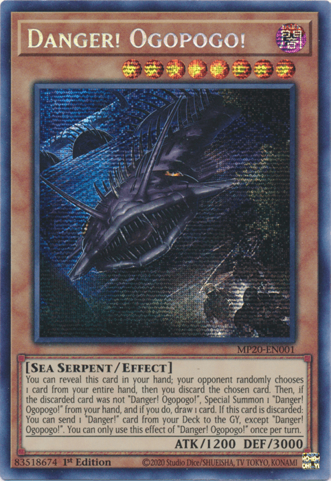 1st Edition, 2020 Tin of Lost Memories, Dark, Effect Monster, Prismatic Secret Rare, Sea Serpent Danger! Ogopogo! [MP20-EN001] Prismatic Secret Rare - Trading Card World