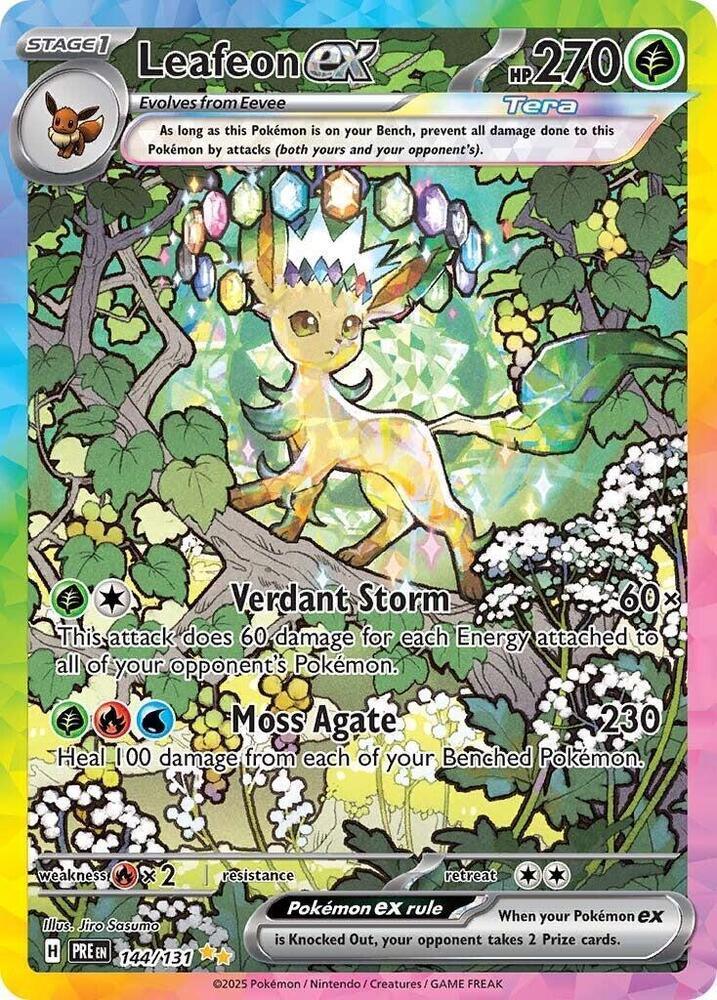 144, Fire [x2], Grass, Holofoil, Scarlet & Violet: Prismatic Evolutions, Special Illustration Rare Leafeon ex (144/131) [Scarlet & Violet: Prismatic Evolutions] - Trading Card World