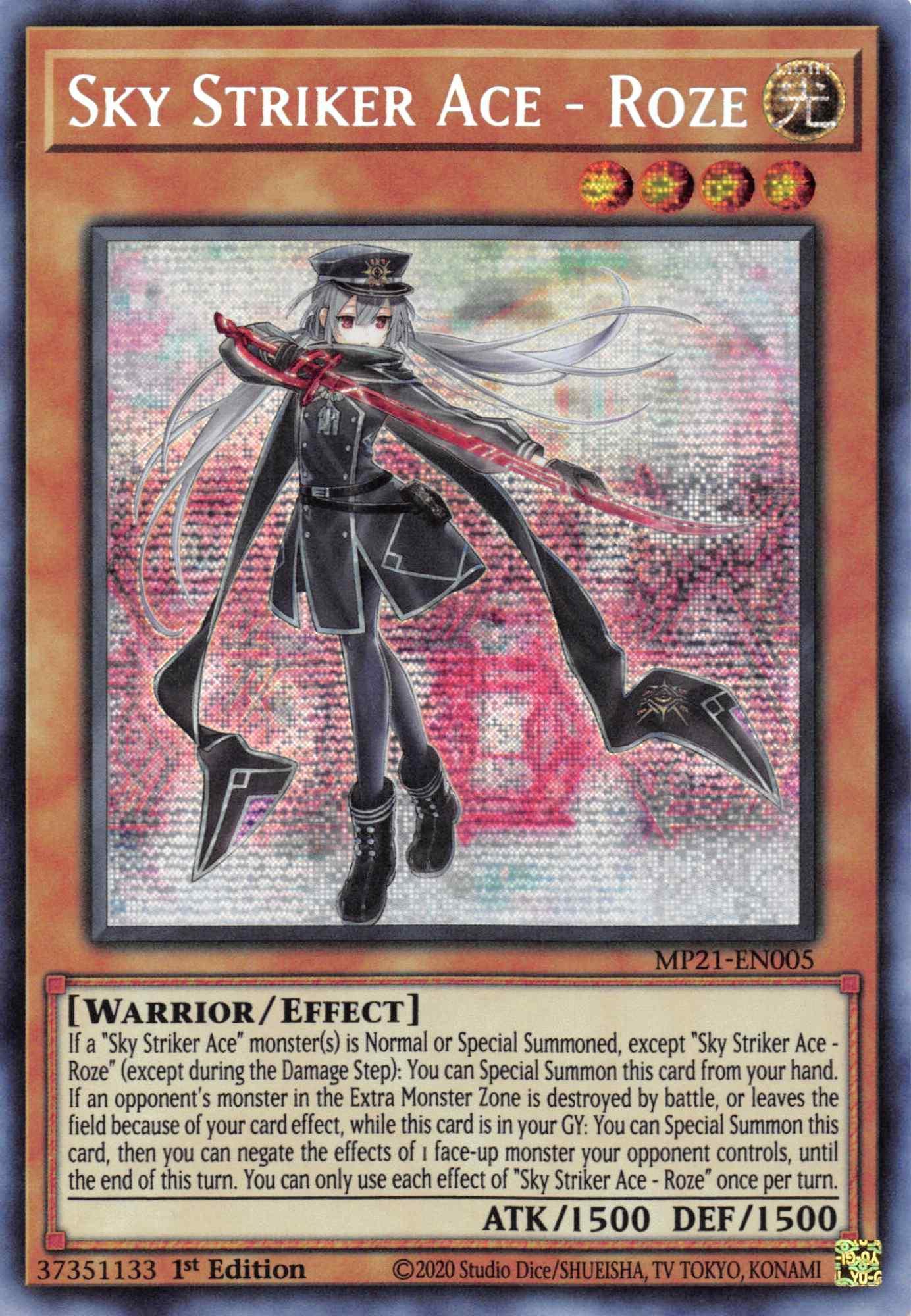 1st Edition, 2021 Tin of Ancient Battles, Effect Monster, Light, Prismatic Secret Rare, Warrior Sky Striker Ace - Roze [MP21-EN005] Prismatic Secret Rare - Trading Card World