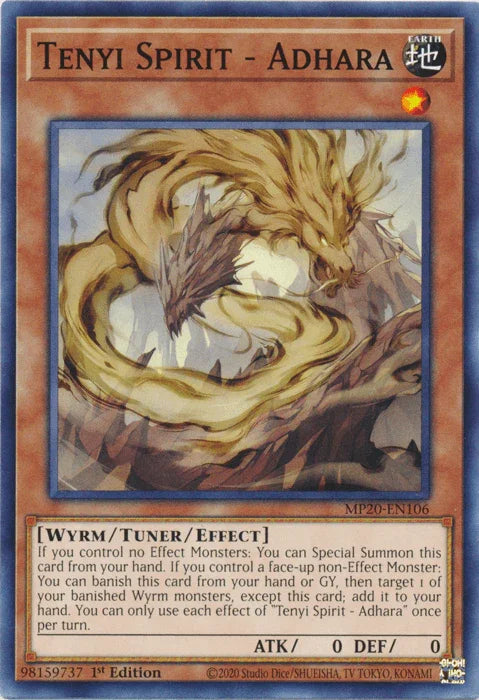 1st Edition, 2020 Tin of Lost Memories, Common, Earth, Tuner/Effect Monster, Wyrm Tenyi Spirit - Adhara [MP20-EN106] Common - Trading Card World