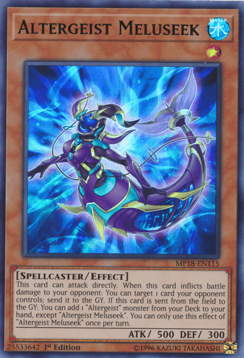 1st Edition, 2018 Mega-Tins Mega Pack, Effect Monster, Spellcaster, Ultra Rare, Water Altergeist Meluseek [MP18-EN115] Ultra Rare - Trading Card World