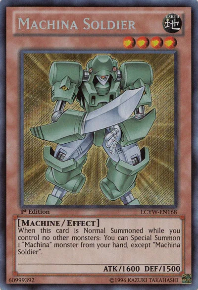 1st Edition, Earth, Effect Monster, Legendary Collection 3: Yugi's World, Machine, Secret Rare, Unlimited Machina Soldier [LCYW-EN168] Secret Rare - Trading Card World