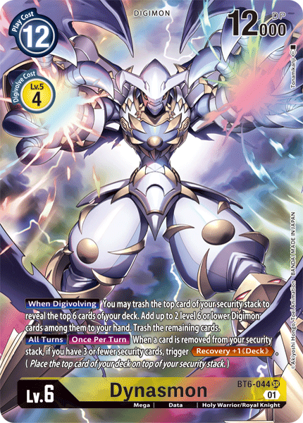 BT6-044, Data, Digimon, Double Diamond, Holy Warrior/Royal Knight, Mega, Super Rare, Yellow Dynasmon [BT6-044] (Alternate Art) [Double Diamond] - Trading Card World