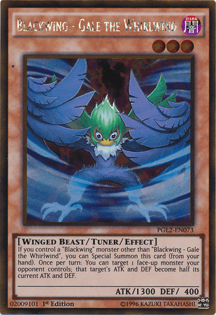1st Edition, Dark, Gold Rare, Premium Gold: Return of the Bling, Tuner/Effect Monster, Unlimited, Winged Beast Blackwing - Gale the Whirlwind [PGL2-EN073] Gold Rare - Trading Card World