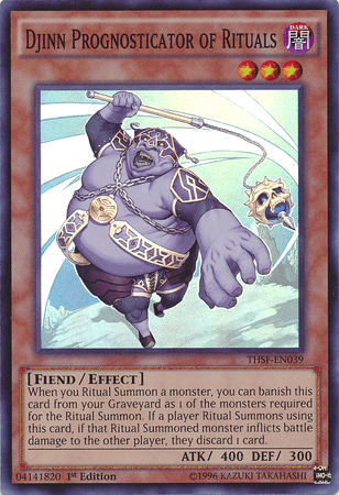 1st Edition, Dark, Effect Monster, Fiend, Super Rare, The Secret Forces, Unlimited Djinn Prognosticator of Rituals [THSF-EN039] Super Rare - Trading Card World