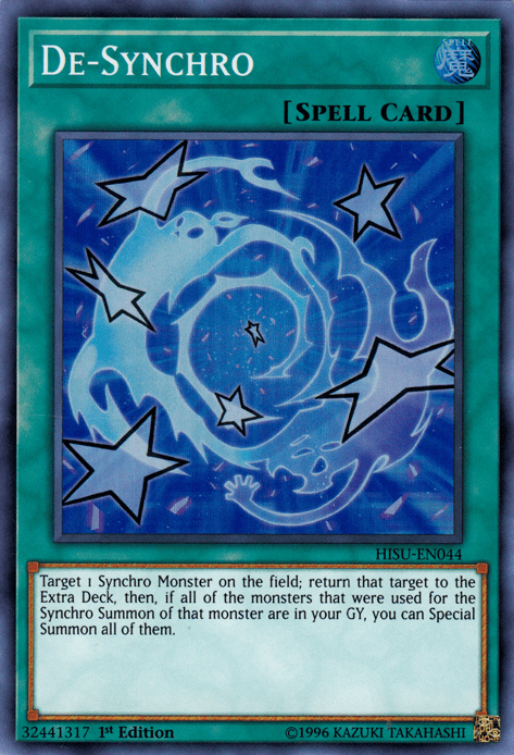 1st Edition, Hidden Summoners, Normal Spell, Spell, Super Rare De-Synchro [HISU-EN044] Super Rare - Trading Card World