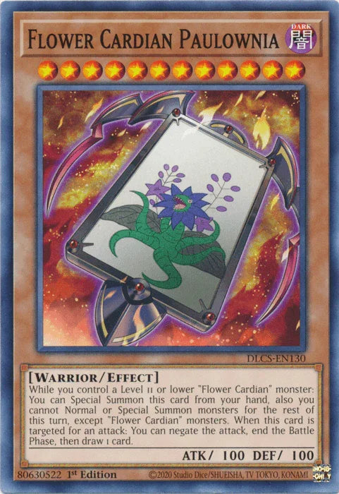 1st Edition, Common, Dark, Dragons of Legend: The Complete Series, Effect Monster, Warrior Flower Cardian Paulownia [DLCS-EN130] Common - Trading Card World