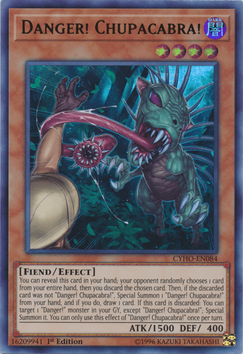 1st Edition, Cybernetic Horizon, Dark, Effect Monster, Fiend, Ultra Rare, Unlimited Danger! Chupacabra! [CYHO-EN084] Ultra Rare - Trading Card World