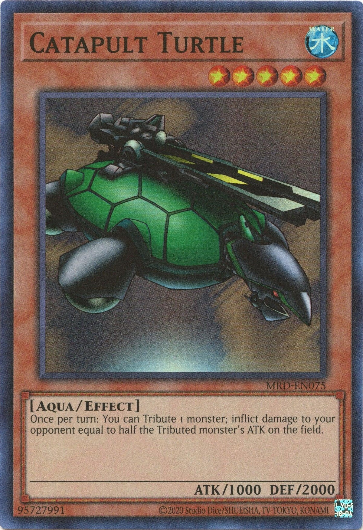 Aqua, Effect Monster, Metal Raiders (25th Anniversary Edition), Super Rare, Unlimited, Water Catapult Turtle (25th Anniversary) [MRD-EN075] Super Rare - Trading Card World