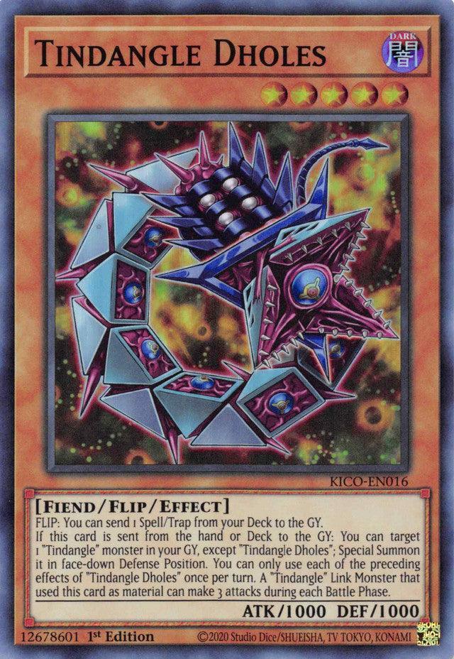 1st Edition, Dark, Fiend, Flip/Effect monster, King's Court, Super Rare Tindangle Dholes (Super Rare) [KICO-EN016] Super Rare - Trading Card World