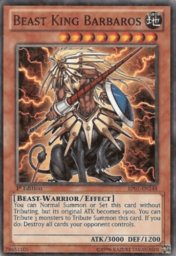 1st Edition, Battle Pack: Epic Dawn, Beast-Warrior, Earth, Effect Monster, Starfoil Rare, Unlimited Beast King Barbaros [BP01-EN148] Starfoil Rare - Trading Card World