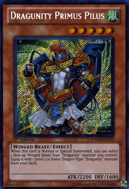 1st Edition, Effect Monster, Hidden Arsenal 4, Secret Rare, Unlimited, Wind, Winged Beast Dragunity Primus Pilus [HA04-EN012] Secret Rare - Trading Card World