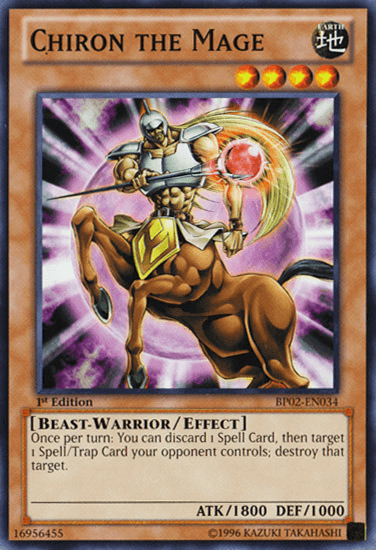 1st Edition, Battle Pack 2: War of the Giants, Beast-Warrior, Common, Earth, Effect Monster, Unlimited Chiron the Mage [BP02-EN034] Common - Trading Card World