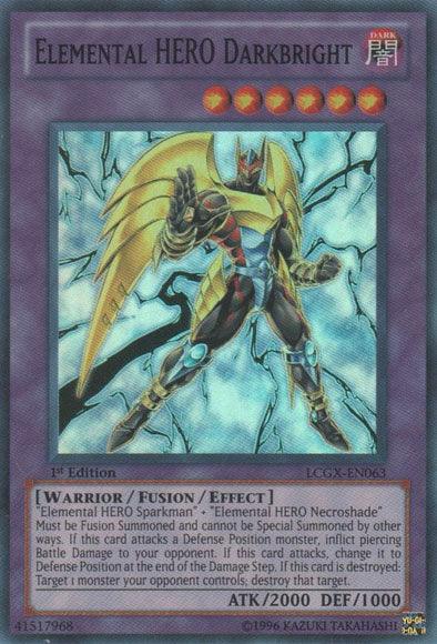1st Edition, Dark, Fusion/Effect Monster, Legendary Collection 2, Super Rare, Unlimited, Warrior Elemental HERO Darkbright [LCGX-EN063] Super Rare - Trading Card World