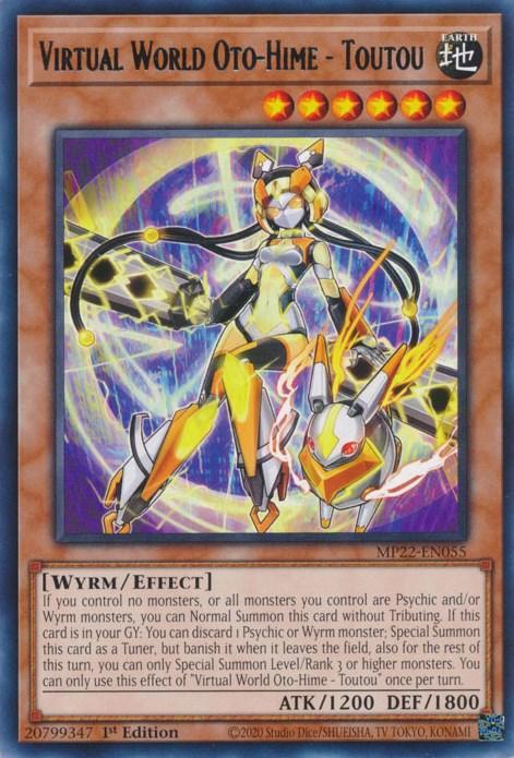 1st Edition, 2022 Tin of the Pharaoh's Gods, Earth, Effect Monster, Rare, Wyrm Virtual World Oto-Hime - Toutou [MP22-EN055] Rare - Trading Card World