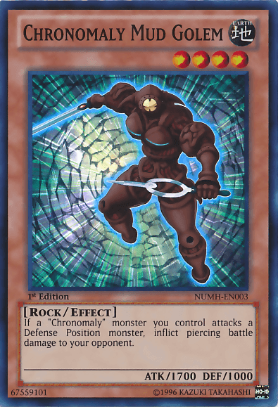 1st Edition, Earth, Effect Monster, Number Hunters, Rock, Super Rare, Unlimited Chronomaly Mud Golem [NUMH-EN003] Super Rare - Trading Card World