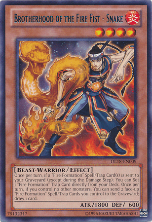 Beast-Warrior, Duelist League Promo, Effect Monster, Fire, Rare, Unlimited Brotherhood of the Fire Fist - Snake (Blue) [DL18-EN009] Rare - Trading Card World