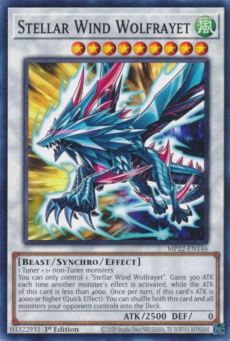 1st Edition, 2022 Tin of the Pharaoh's Gods, Beast, Common, Synchro/Effect Monster, Wind Stellar Wind Wolfrayet [MP22-EN146] Common - Trading Card World