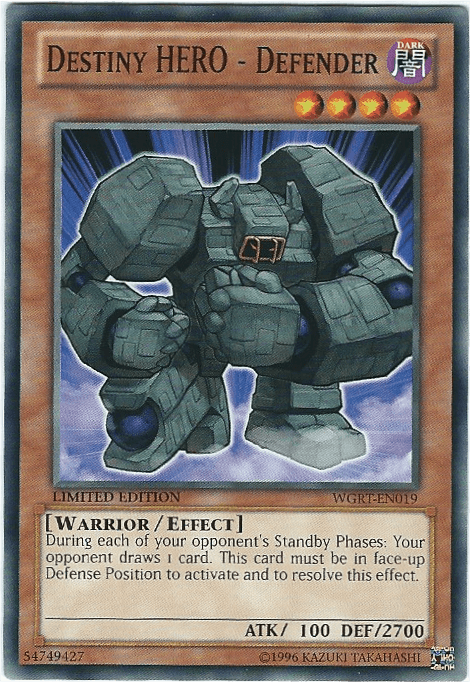 Battle Pack 2: War of the Giants Reinforcements, Common, Dark, Effect Monster, Limited Destiny HERO - Defender [WGRT-EN019] Common - Trading Card World