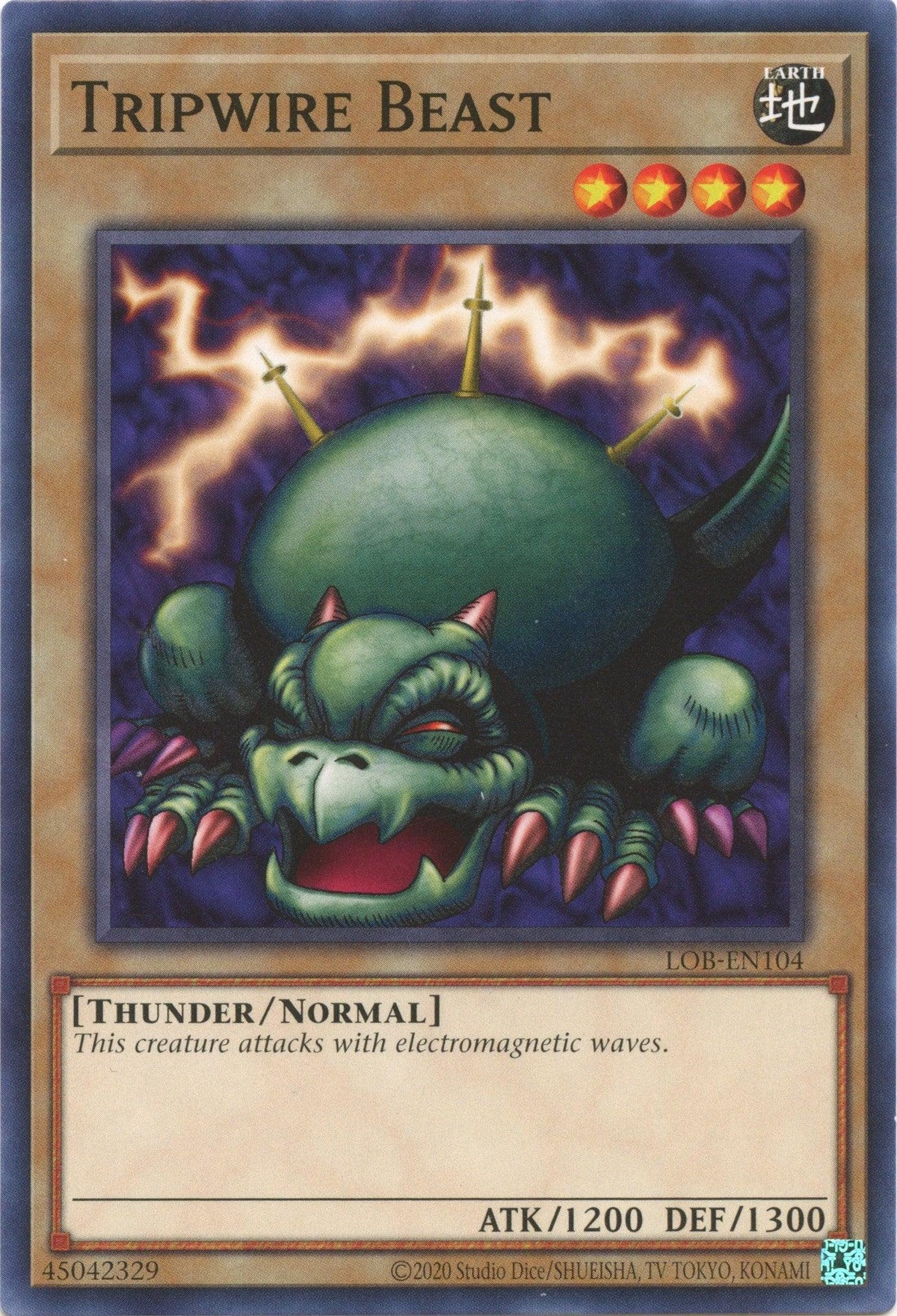 Common, Earth, Legend of Blue Eyes White Dragon (25th Anniversary Edition), Normal Monster, Thunder, Unlimited Tripwire Beast (25th Anniversary) [LOB-EN104] Common - Trading Card World