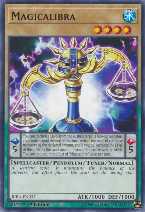 1st Edition, Common, Pendulum/Tuner Monster, Rising Rampage, Spellcaster, Unlimited, Water Magicalibra [RIRA-EN037] Common - Trading Card World