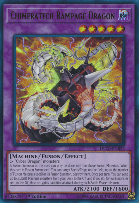1st Edition, Dark, Fusion/Effect Monster, Legendary Dragon Decks, Machine, Ultra Rare Chimeratech Rampage Dragon [LEDD-ENB29] Ultra Rare - Trading Card World