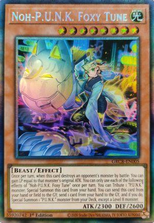 1st Edition, Beast, Collector's Rare, Effect Monster, Light, The Grand Creators Noh-P.U.N.K. Foxy Tune [GRCR-EN005] Collector's Rare - Trading Card World