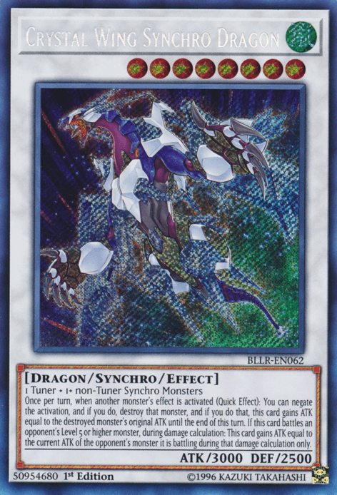 1st Edition, Battles of Legend: Light's Revenge, Dragon, Secret Rare, Synchro/Effect Monster, Wind Crystal Wing Synchro Dragon [BLLR-EN062] Secret Rare - Trading Card World