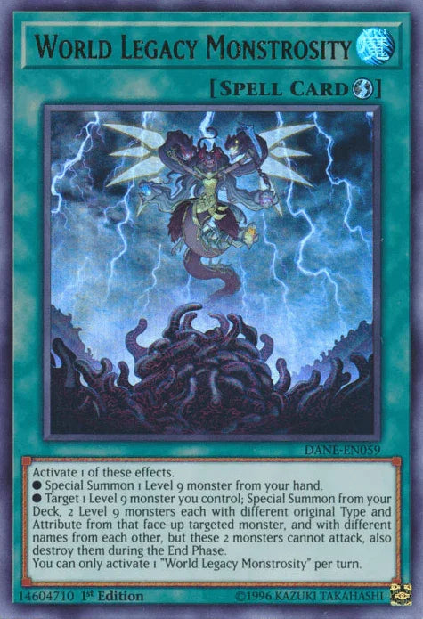 1st Edition, Dark Neostorm, Quick Play Spell, Spell, Ultra Rare, Unlimited World Legacy Monstrosity [DANE-EN059] Ultra Rare - Trading Card World